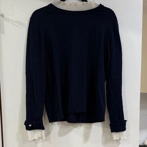 CeCe Black and White Ruffle Sweatshirt